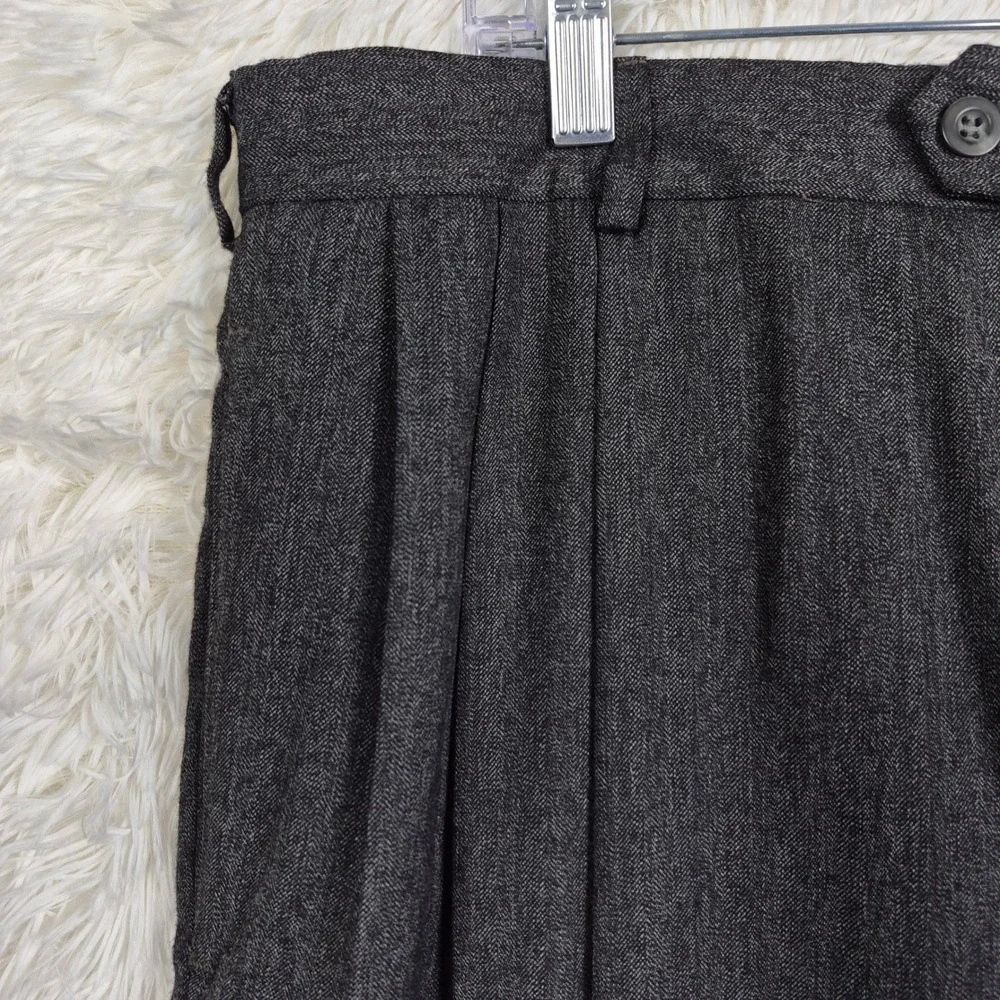 Vtg Slates Mens Charcoal Gray Pleated Cuffed Dress Pants Wool Blend 38x32